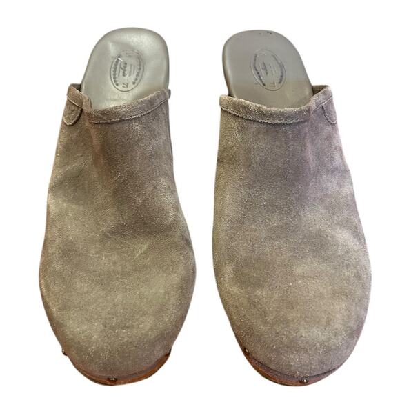 AMERICAN EAGLE OUTFITTERS Taupe Beige Suede Leather Clogs Women's Size 10 - Picture 2 of 7